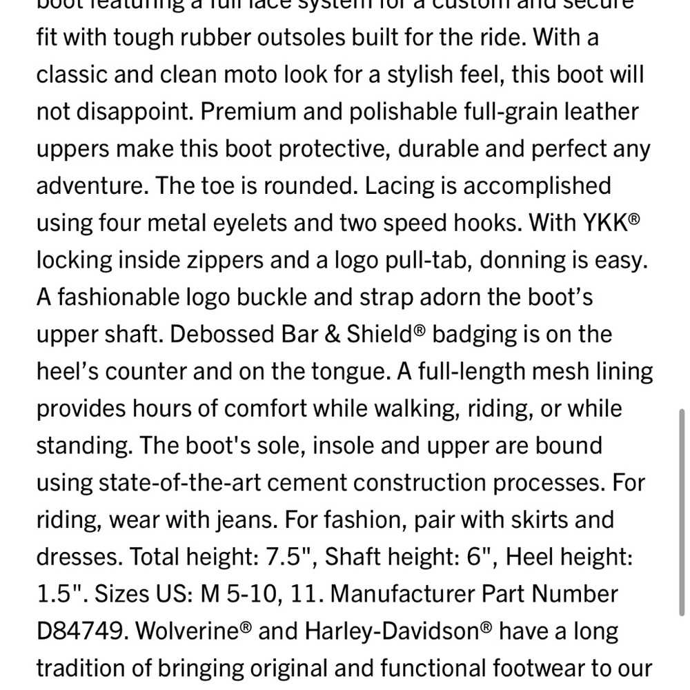Harley Davidson Women’s 6inch black motorcycle boots - Picture 7 of 8